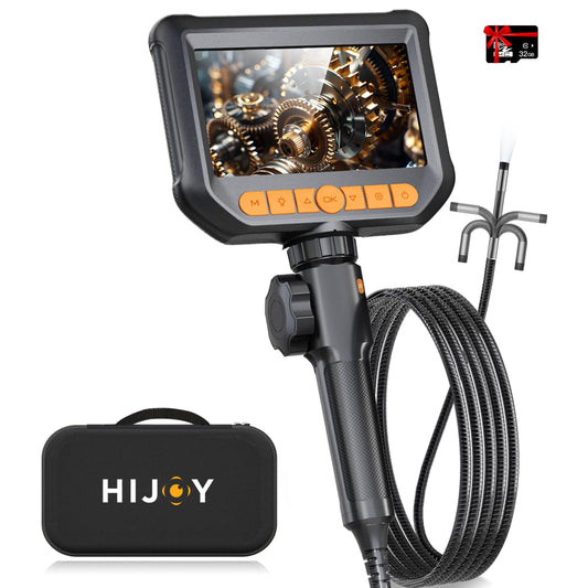 Endoscope Camera with Light, Hijoy Two-Way Articulation Borescope, 0.33in Articulating Inspection Scope with Light, Perfect for Automotive & Aircraft Mechanics, 5.5FT