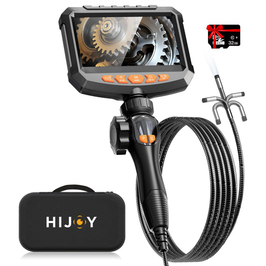 Hijoy Articulating Borescope Camera with Light - 5'' 1080P HD Display Industrial Endoscope Inspection Camera 5.5FT Snake Camera for Automotive HVAC and Industrial Mechanics